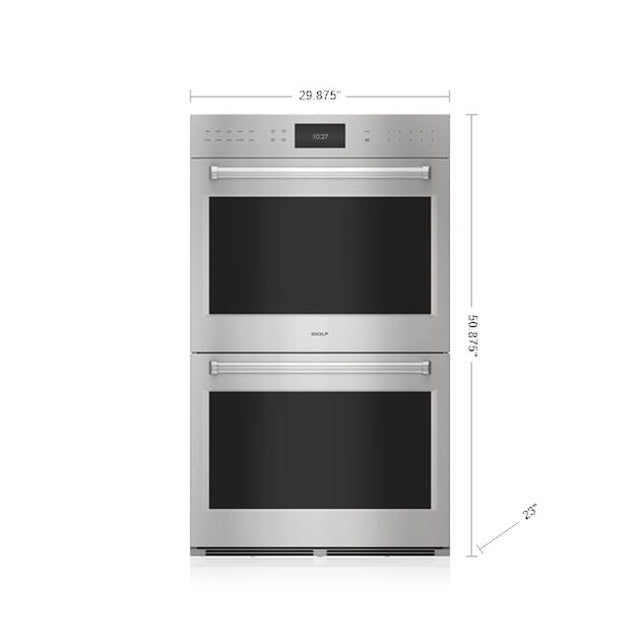 Wolf - 30'' Double Walloven, E-Series, Professional Trim, Stainless Steel, Pro Handle