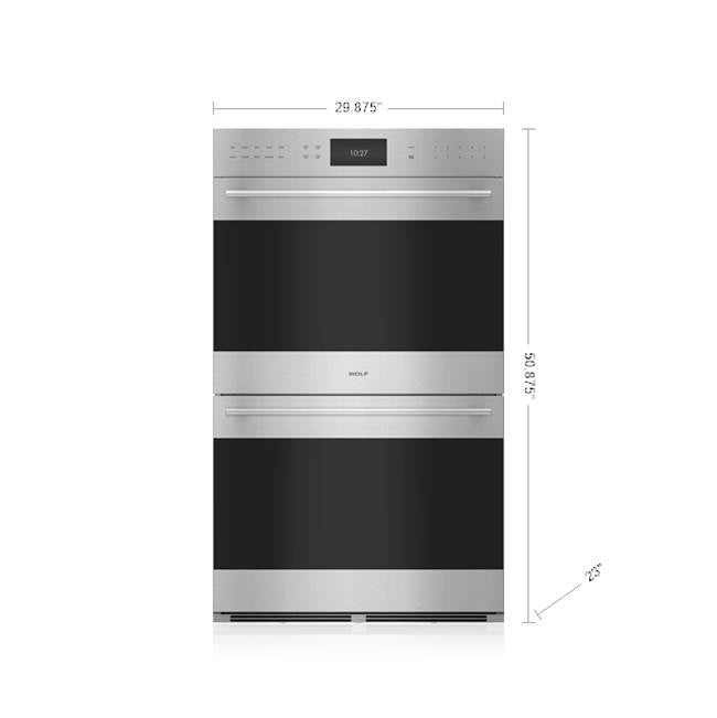 Wolf - 30'' Double Walloven, E-Series, Transitional Trim, Stainless Steel, Tube Handle