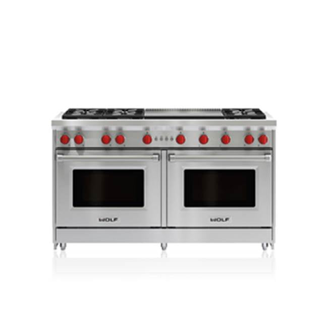 Wolf - 60'' Gas Range, 6 Burner, Double Griddle, Lp - No Finish Group
