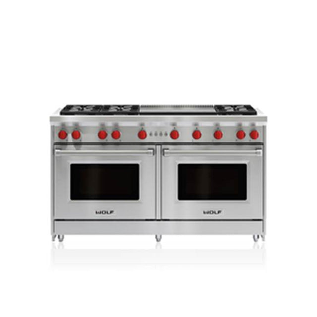 Wolf - 60'' Gas Range, 6 Burner, Double Griddle, Lp - No Finish Group