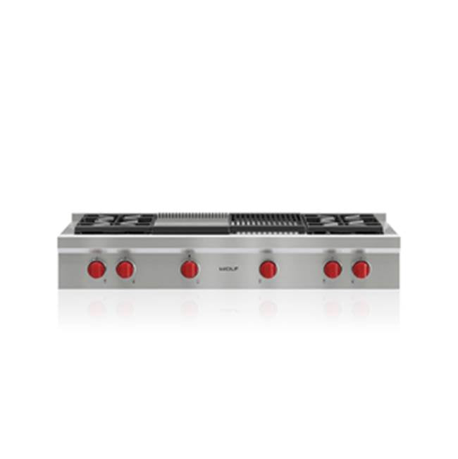 Wolf - 48'' Sealed Burner Rangetop, 4 Burner, Char & Griddle, Lp - No Finish Group
