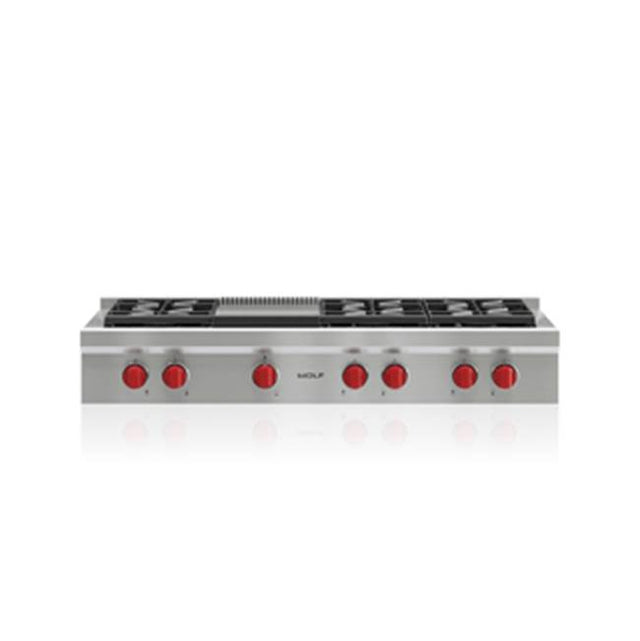 Wolf - 48'' Sealed Burner Rangetop, 6 Burner, Griddle, Lp - No Finish Group