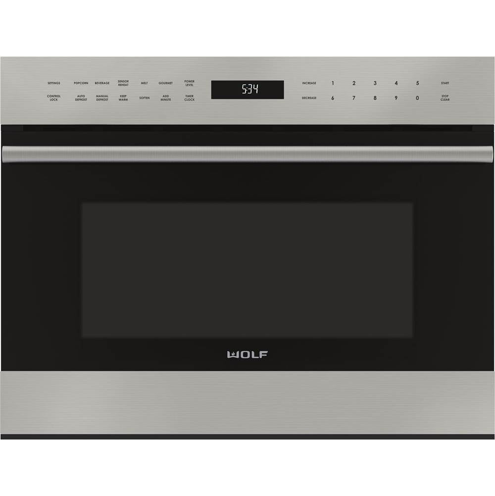 Wolf - 24'' E Series Transitional Drop-Down Door Microwave Oven - Stainless Steel