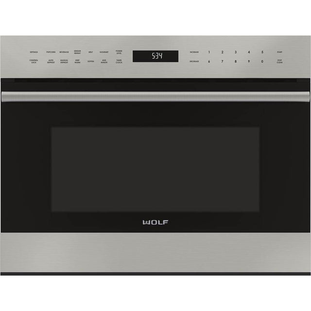 Wolf - 24'' E Series Transitional Drop-Down Door Microwave Oven - Stainless Steel