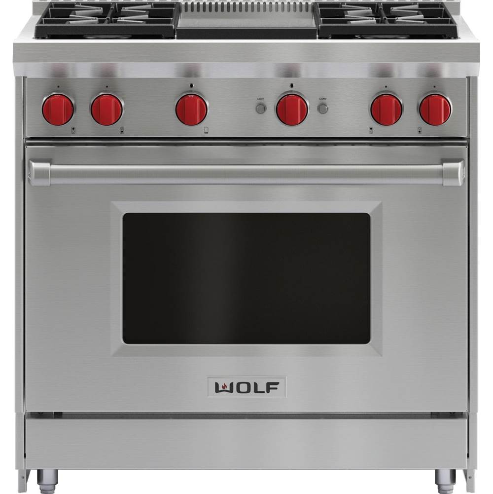 Wolf - 36'' Gas Range, 4 Burner, Griddle, Ng - No Finish Group