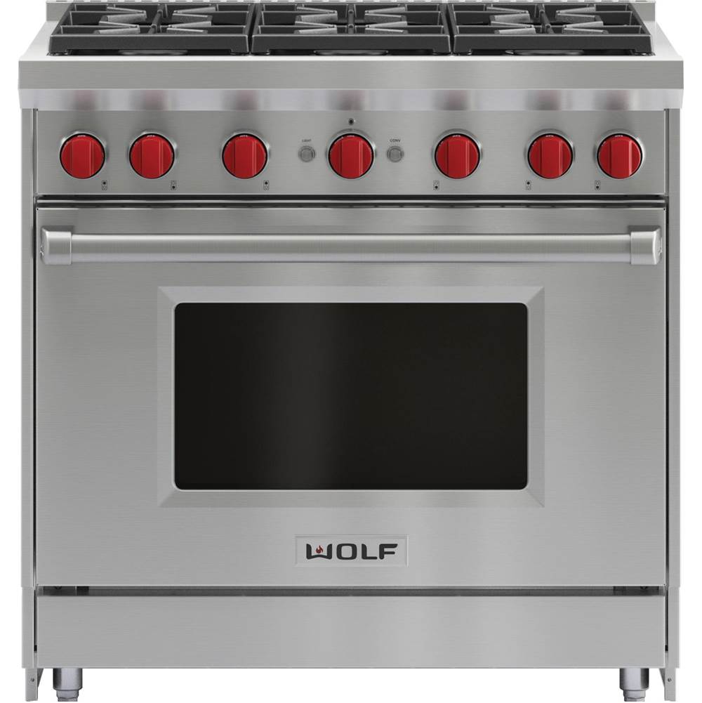 Wolf - 36'' Gas Range, 6 Burner, Ng - No Finish Group