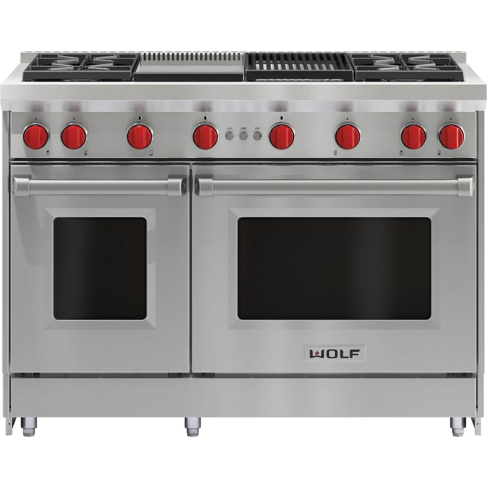 Wolf - 48'' Gas Range, 4 Burner, Char & Griddle, Ng - No Finish Group