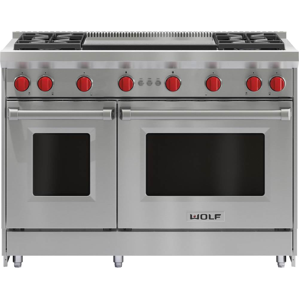 Wolf - 48'' Gas Range, 4 Burner, Double Griddle, Ng - No Finish Group