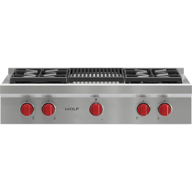 Wolf - 36'' Sealed Burner Rangetop, 4 Burner, Charbroiler, Ng - No Finish Group