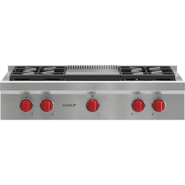 Wolf - 36'' Sealed Burner Rangetop, 4 Burner, Griddle, Ng - No Finish Group