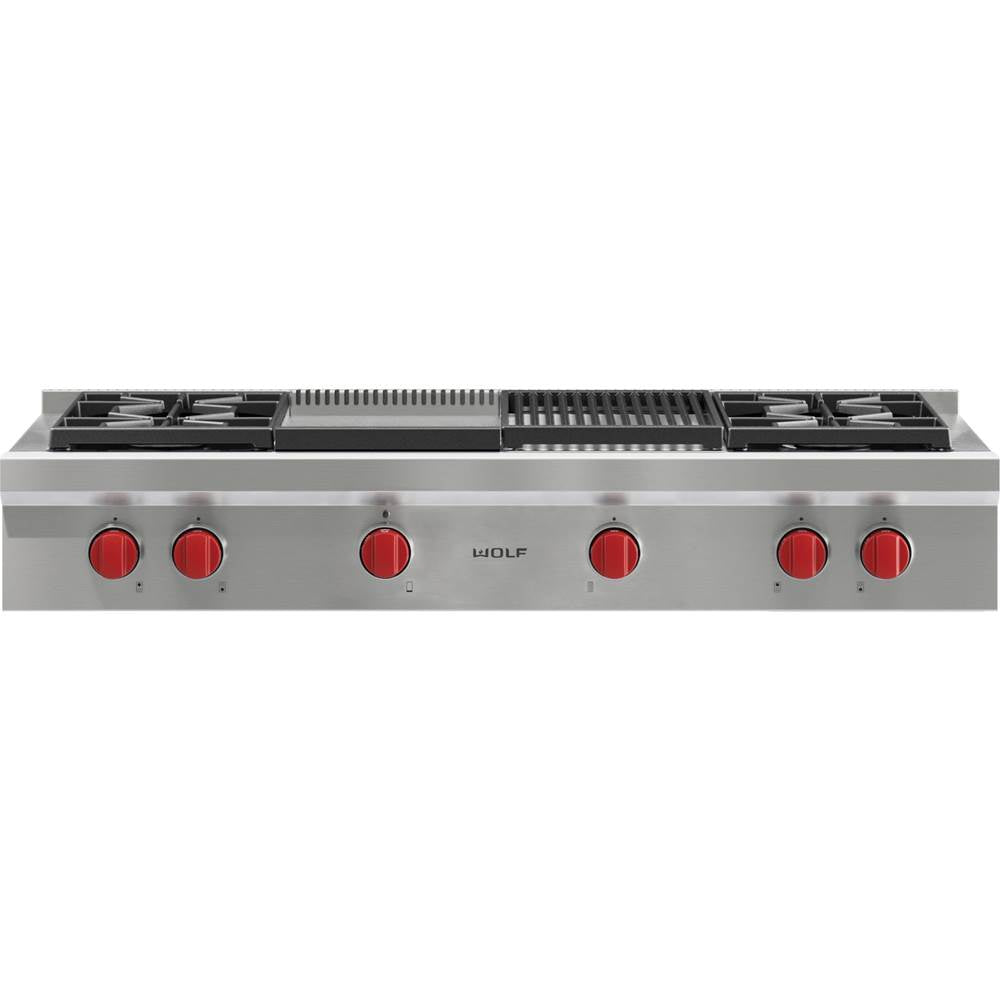 Wolf - 48'' Sealed Burner Rangetop, 4 Burner, Char & Griddle, Ng - No Finish Group