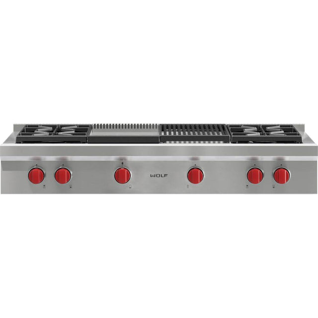 Wolf - 48'' Sealed Burner Rangetop, 4 Burner, Char & Griddle, Ng - No Finish Group