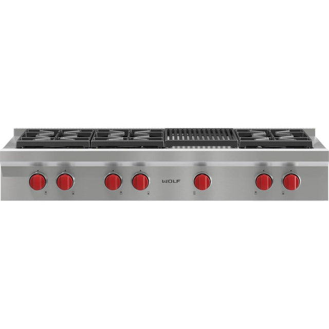 Wolf - 48'' Sealed Burner Rangetop, 6 Burner, Charbroiler, Ng - No Finish Group