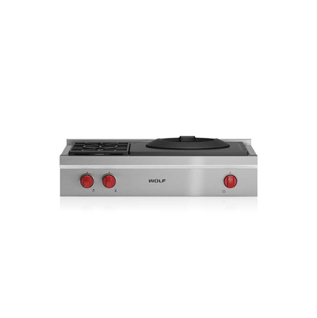 Wolf - 36'' Sealed Burner Rangetop - 2 Burners and Wok Burner