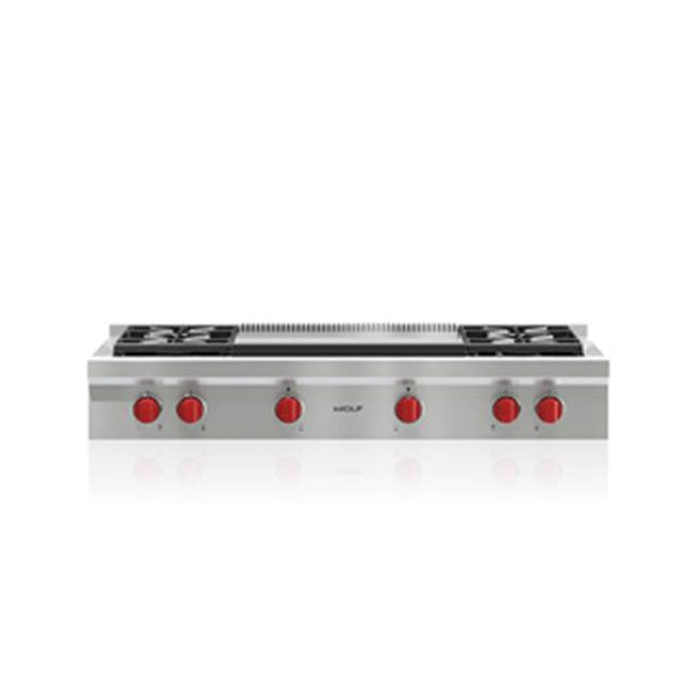 Wolf - 48'' Sealed Burner Rangetop, 4 Burner, Double Griddle, Lp - No Finish Group
