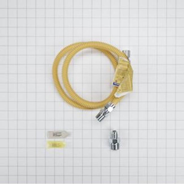 Whirlpool - Dryer Gas Flex Line Install Kit: 4-Ft Gas Connector, 3 Fittings, Sealant, Leak Detector Solution And Instructions