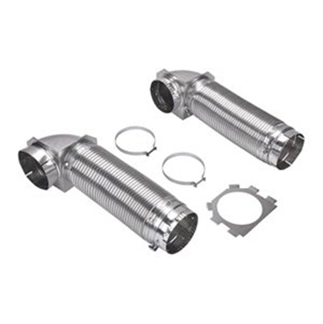 Whirlpool - Dryer Heavy Metal Vent Kit: 2 Of 4-Ft Flexible Metal Vent Pieces, 2 Of Close Quarter Elbows And Clamps, Color: Silver