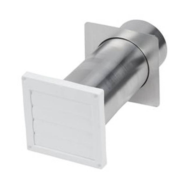 Whirlpool - Range Hood Vent: Flush Mounting, Louvered Vent Hood 4-In Opening, Heavy- Duty Rigid Metal, 10-1/2-In Tail Pipe W/ Back Draft Flapper