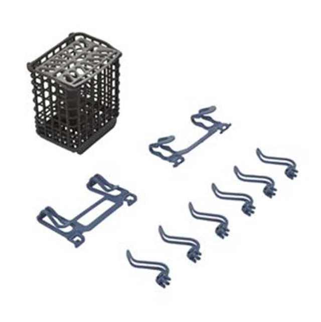 Whirlpool - Dish Extension Bundle: Plastic, 1 Of Silverware Basket, 6 Of Light Item Clips, 1 Of Side Clip, 1 Of Side Utensil Clip, Color: Gray/Blue, Pkg: Retail