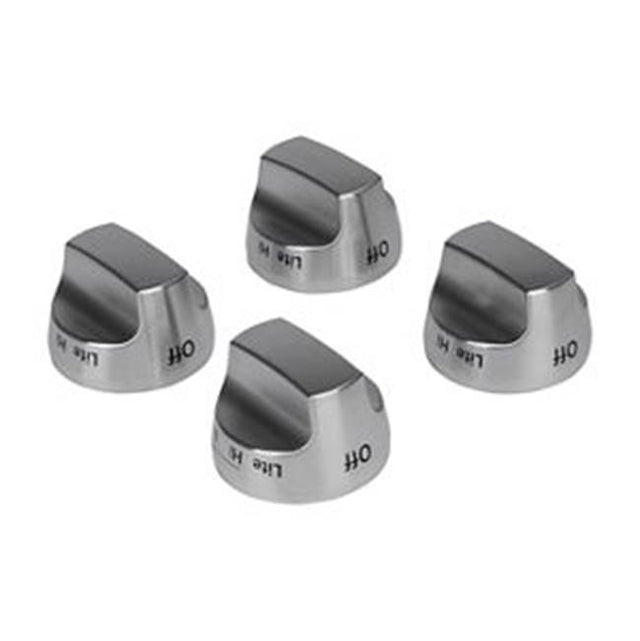 Whirlpool - Range Knobs: Ka, 4 Bladed Stemless Brushed Stainless Steel Burner Knobs For 30-In Range, Color: Stainless Steel, Pkg: Box