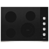 Whirlpool - 30'' 4 Elements, Ceramic Glass, 10/6'' Dual,8'',(2) 6'' Radiant Element, Frameless, Dish Safe Knob Control - Stainless Steel
