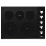 Whirlpool - 30'' 5 Elements, Ceramic Glass, (2)10/6'' Dual, (3) 6'' Radiant Elements, Frameless, Dish Safe Knob Control - Stainless Steel