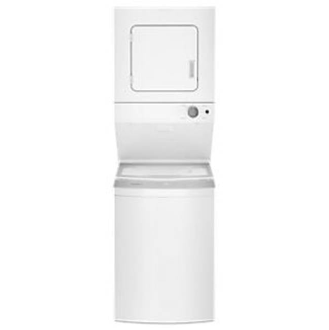Whirlpool - 240V Electric Compact Stacked Laundry Center, 1.6 Cu.Ft/3.4 Cu.Ft., Impeller, See Through Glass Lid, Center Controls, Fabric Softener Dispenser - White