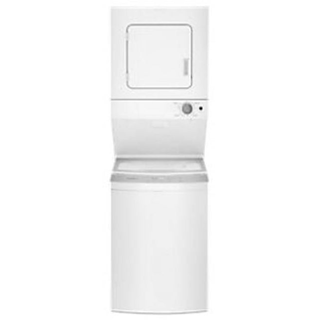 Whirlpool - 120V Electric Compact Stacked Laundry Center, 1.6 Cu.Ft./3.4 Cu.Ft., Impeller, See Through Glass Lid, Center Controls, Fabric Softener Dispenser - White