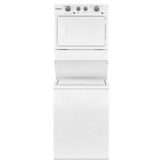 Whirlpool - Long Vent Electric Full Size Stacked Laundry Center, 3.5 Cu.Ft / 5.9 Cu.Ft., Dual Action Agitator, Fabric Softener Dispenser - White