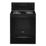 Whirlpool - 4.8 Cu Ft, Self-Clean, Coil, 2-6'', 2-8'', Clock, Extra Large Window, Storage Drawer,Accubake - Black
