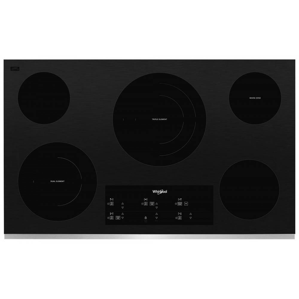 Whirlpool - 36'' Ceramic Glass, 5 Elements, 2-10/6'' Dual, 1-8'', 1-6'', 1-6'' Warm Zone, Tap Touch Controls, Wifi - Silver