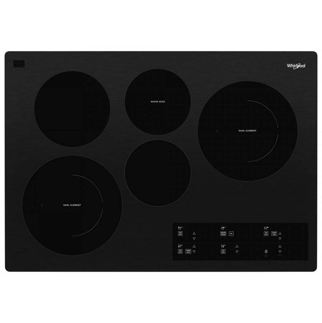 Whirlpool - 30'' Ceramic Glass, 5 Elements, 2-10/6'' Dual, 1-8'', 1-6'', 1-6'' Warm Zone, Tap Touch Controls, Wifi - Black