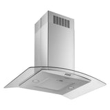 36'' Curved Glass Island Mount Range Hood