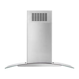 36'' Curved Glass Island Mount Range Hood