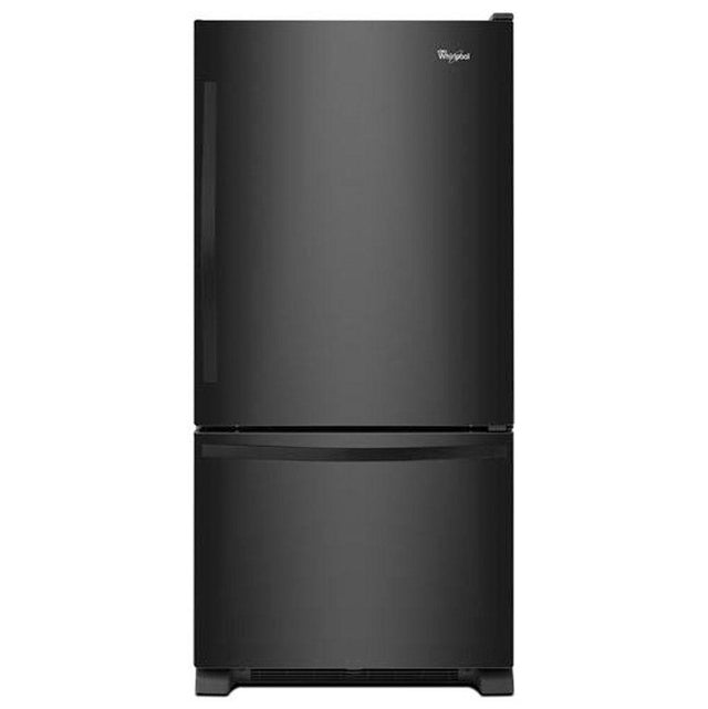 Whirlpool - 33-inches wide Bottom-Freezer Refrigerator with SpillGuardE Glass Shelves - 22 cu. ft - Black