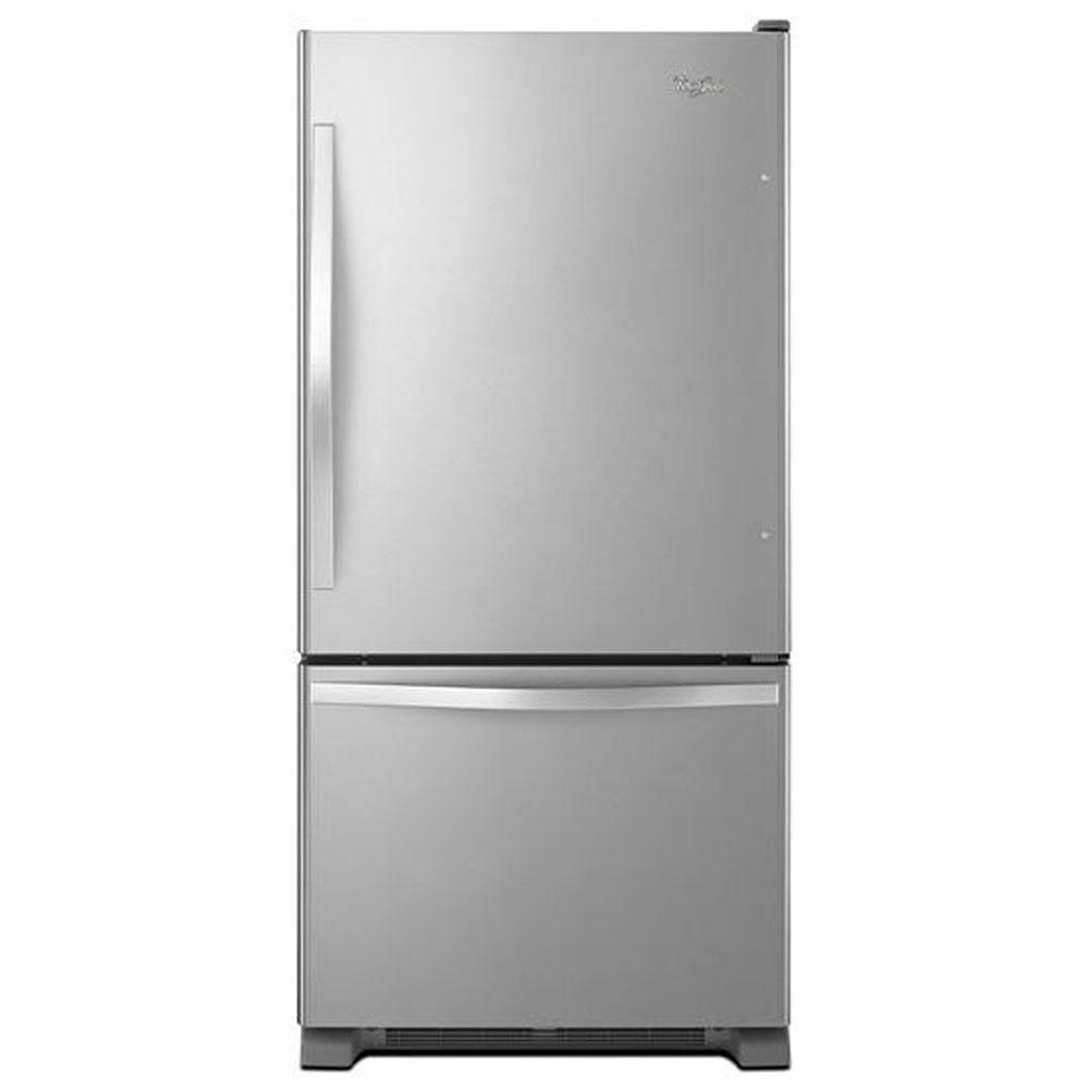 Whirlpool - 33-inches wide Bottom-Freezer Refrigerator with SpillGuardE Glass Shelves - 22 cu. ft - Stainless Steel