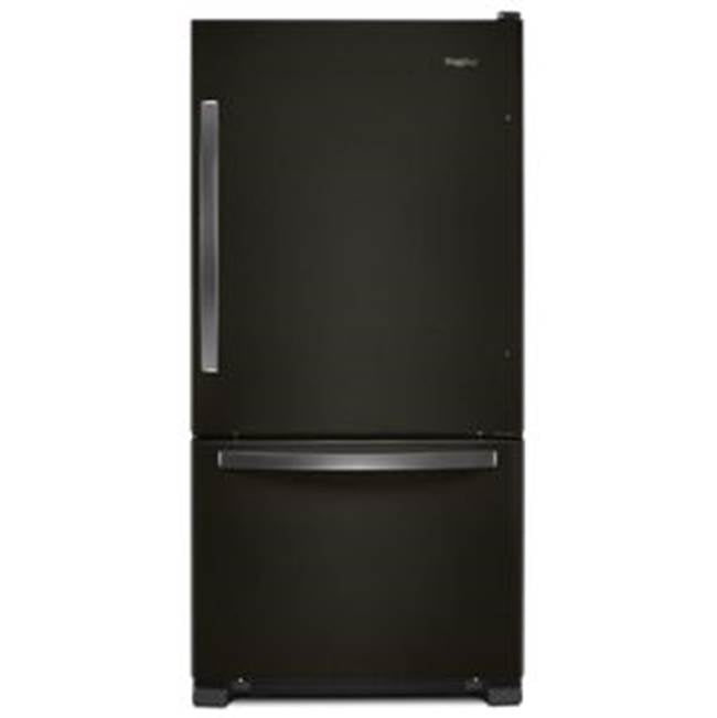 Whirlpool - 33-Inch Wide Bottom-Freezer Refrigerator - 22 Cu. Ft. - Black Stainless