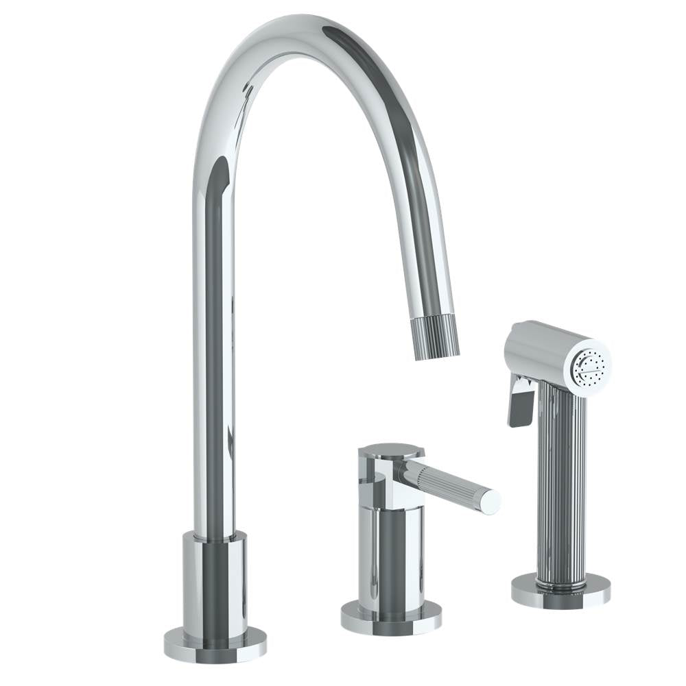 Watermark - Deck Mounted 3 Hole Gooseneck Kitchen Set -  Includes Side Spray - Vintage Copper