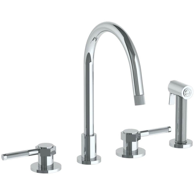 Watermark - Deck Mounted 4 Hole Gooseneck Kitchen Set -  Includes Side Spray - Vintage Copper