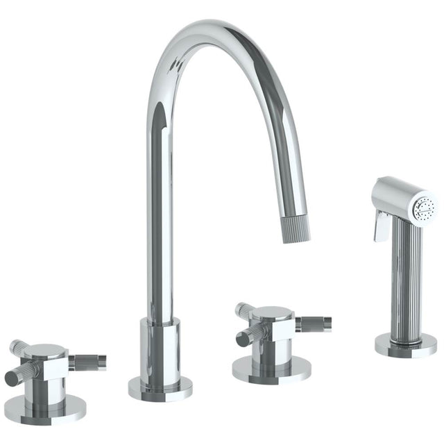 Watermark - Deck Mounted 4 Hole Gooseneck Kitchen Set -  Includes Side Spray - Vintage Copper