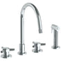 Watermark - Deck Mounted 4 Hole Gooseneck Kitchen Set -  Includes Side Spray - Vintage Copper
