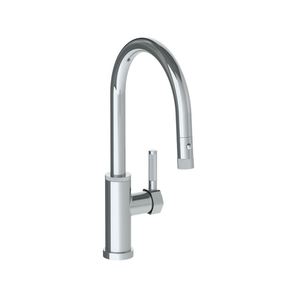 Watermark - Deck Mounted 1 Hole Gooseneck Kitchen Faucet with Pull Down Spray - Low Spout - Vintage Copper