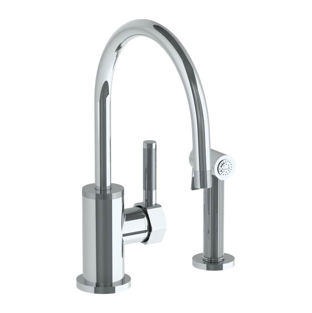 Watermark - Deck Mounted 2 Hole Gooseneck Kitchen Set - Includes Side Spray - Vintage Copper