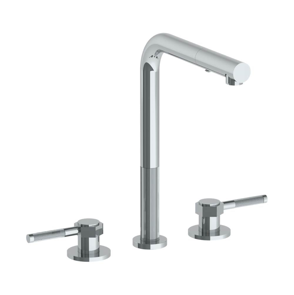 Watermark - Deck Mounted 3 Hole Square Top Kitchen Faucet with Pull Out Spray - Vintage Copper