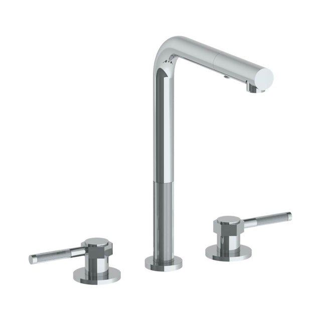 Watermark - Deck Mounted 3 Hole Square Top Kitchen Faucet with Pull Out Spray - Vintage Copper