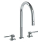 Watermark - Deck Mounted 3 Hole Gooseneck Kitchen Faucet with Pull Down Spray - Vintage Copper