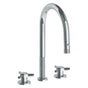 Watermark - Deck Mounted 3 Hole Gooseneck Kitchen Faucet with Pull Down Spray - Vintage Copper
