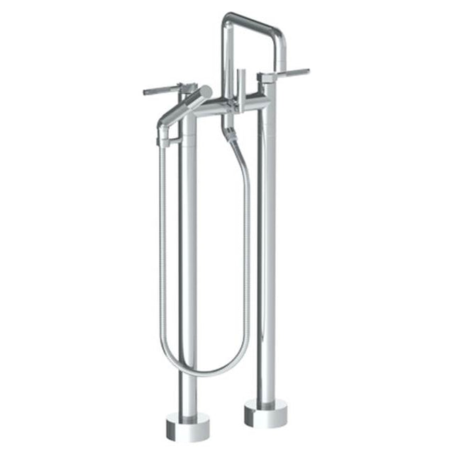 Watermark - Floor Standing Square Bath set with Slim Hand Shower - Vintage Copper