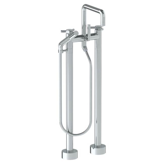 Watermark - Floor Standing Square Bath set with Slim Hand Shower - Vintage Copper