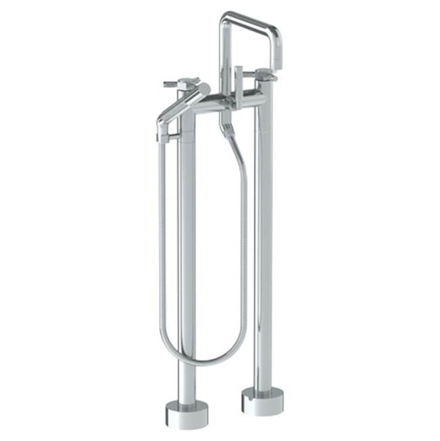 Watermark - Floor Standing Square Bath set with Slim Hand Shower - Vintage Copper